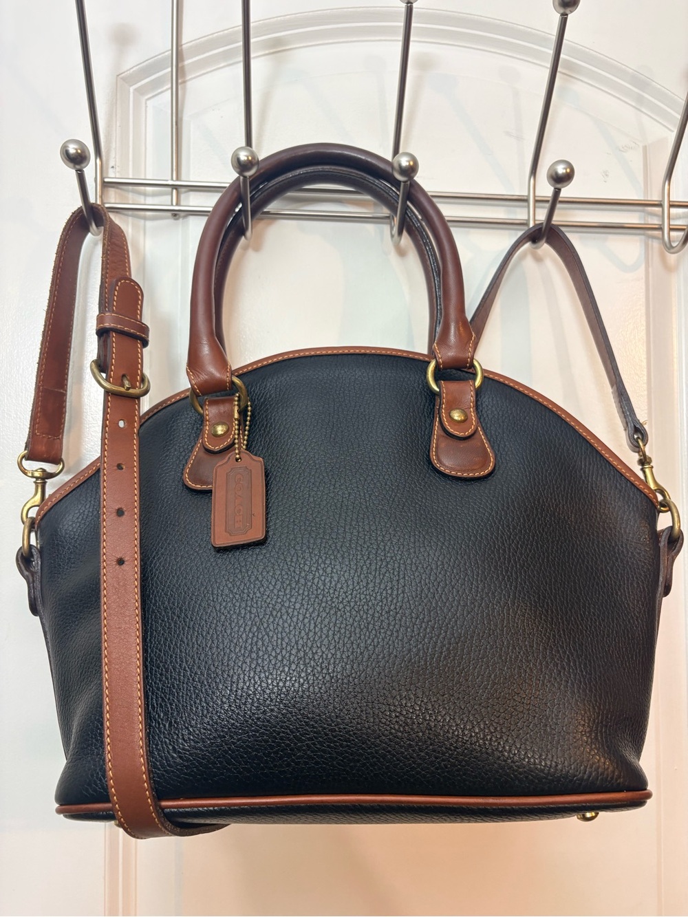 1994 Coach Sheridan Roswell Satchel Crossbody Black Pebbled Leather